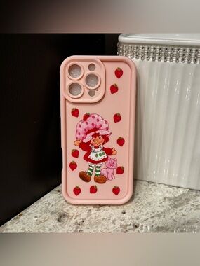 Pink Strawberry Shortcake iPhone 16 Pro Max Case